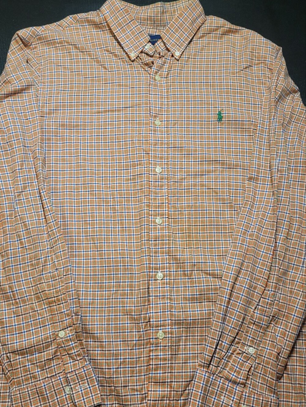 Polo Ralph Lauren Plaid Oxford Button Down XL Long Sleeve Shirt Men's Orange